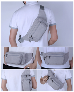 Riñonera de cuero vegana ecológica al por mayor, riñonera personalizada con cremallera y logotipo de correa bordada con patrón de caja para viajar - Product Image 3