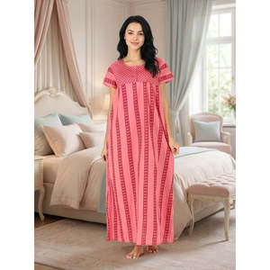 Super Soft 100% Cotton Loose Fit Nighty Button Design Nighties & Gowns for Ladies XXL Size Pink-Comfortable & Stylish - Product Image 1