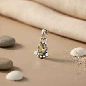 Colgante de Plata 925 con Citrino para Mujer, Joyería Religiosa Hecha a Mano con Piedras Preciosas, Bañado en Oro Rosa y Rodio, con Patrón de Números - Product Image 3