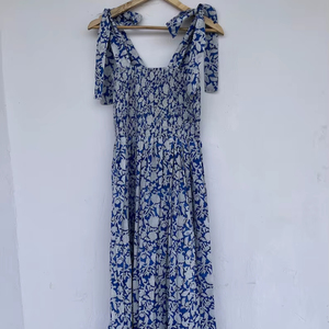Pur coton indien bloc imprimé femmes filles imprimé Maxi robe à la mode décontracté été soirée robe de soirée bouton longue coupe - Product Image 1