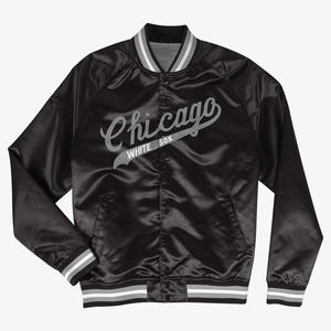 Service OEM ODM, veste bomber en soie personnalisée avec nom d'équipe, col montant, hiver, style vintage, tendance streetwear - Product Image 4