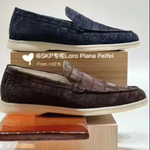 Mocassins pour hommes en cuir véritable gaufré crocodile – Chaussures de conduite décontractées à enfiler - Product Image 5