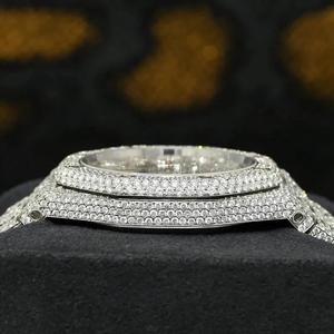 Nouvel arrivage Montre arabe de luxe de haute qualité style HipHop en acier inoxydable de qualité supérieure 20mm Verre à breloque analogique entièrement résistant à la glace - Product Image 4