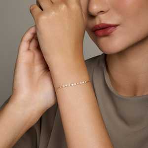 92.5 Silver Tennis <b>Bracelet</b> Rhodium Plating Charm <b>Bracelets</b> Bangles Key Shape Pattern Featuring Diamond Pearl Religious for Gift - Product Image 2