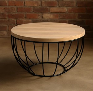 Table basse ronde en métal et en bois à 2 niveaux pour la décoration de meubles de salon Table basse en métal Look moderne Décoratif pour la maison - Product Image 5