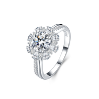Fabricant de bagues personnalisées, argent sterling S925, bague flocon de neige en moissanite 1CT, bague de luxe pour femmes