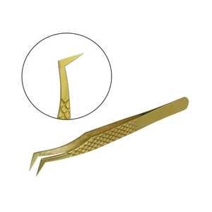 Pinces à épiler pour extensions de cils de haute qualité, précises, durables, 45 et 90 degrés, pointe pointue, acier inoxydable, or, outils pour extensions de cils - Product Image 4