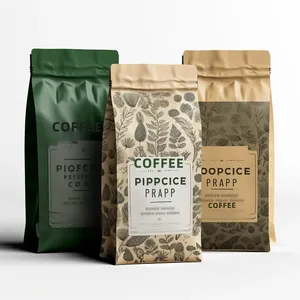 कस्टम लोगो मैट पुनर्नवीनीकरण कॉफी बैग आठ तरफ सील पीले भूरे 250g 500g 1000g 1 किलो व्यक्तिगत बड़े कैफे पैकेजिंग बैग - Product Image 2