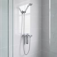 Ensemble de robinetterie de douche murale en laiton poli chromé avec filtre pour eau dure, douchette à main, robinets chaud/froid, style moderne pour hôtel