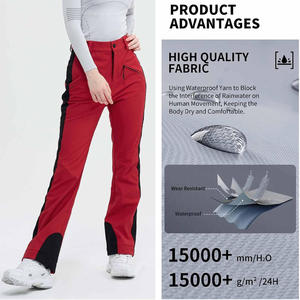 Pantalones de esquí personalizados OEM para mujer con tela impermeable transpirable a prueba de viento Opciones de impresión y etiquetado de logotipo - Product Image 3
