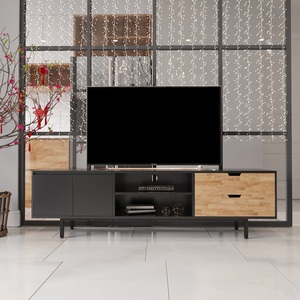 Contemporary KTV68042 TV Stand for Modern Living Room 180x40x50cm Wood with Iron <b>Legs</b> <b>Foldable</b> Farmhouse TV <b>Table</b> - Product Image 1