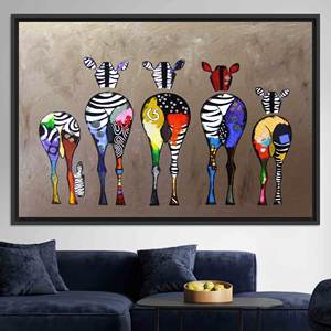 Banksy Zebra Canvas Print: Elegant Graffiti Pop Art Design,BLACK <b>FRAMED</b> CANVAS - Product Image 1