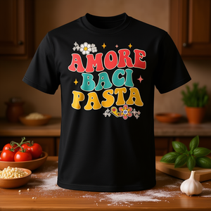 Camiseta Amore Baci Pasta, diseño para amantes de la comida italiana, talla unisex para adultos - Product Image 3