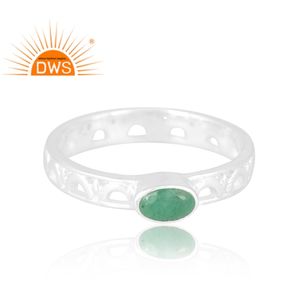 Nuevo diseño de patrón, anillo de piedras preciosas de Esmeralda Natural de Plata de Ley 925, joyería personalizada para mujer, regalo para ella - Product Image 3