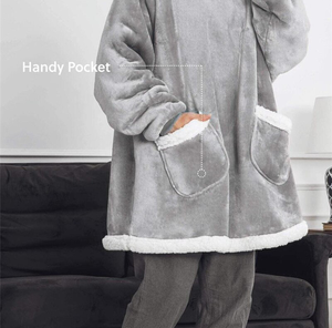 サンプル提供可 冬用 オーバーサイズ ブランケット パーカー フリース スウェットシャツ チェック柄 フーディー レディース ポケット付き フード付き スウェット 特大サイズ - Product Image 3