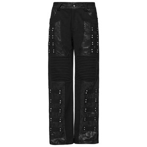 Pantalon droit décontracté pour homme, noir, style gothique punk, clouté, vente en gros, tendance 2026 - Product Image 1