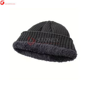 Bonnes affaires : Bonnets pour hommes avec logo personnalisé, couleur unie, chauds, tricotés, pour le sport, la plage et les voyages - Product Image 3