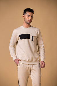 Chándal de invierno cálido para hombre de talla adulta de calidad Premium, sudadera con capucha, conjuntos de pantalones, diseño de parche, patrón sólido de algodón 100% - Product Image 3