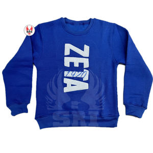 Zeta Shield Chenille sudadera algodón polar bordado griego hermandad Zeta Phi Beta azul pulóver cuello redondo para mujer - Product Image 2