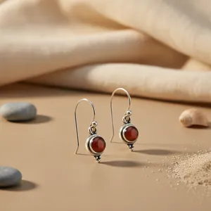 Vintag Vintage 925 Silver Drop for Women Featuring Carnelian Topaz Amethyst Turquoise Quartz Diamond Gemstones Rose Gold - Product Image 1