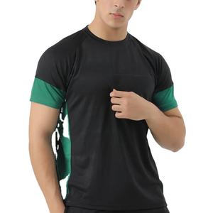 Camiseta Lisa Ecológica con Diseño de Paneles, Cuello Redondo, Corte Ajustado, para Fisicoculturismo, Deporte y Gimnasio, en Poliéster y Elastano - Product Image 3