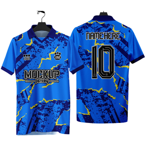 Prix pas cher Cricket Team Shirt manches courtes hommes impression numérique col tricoté Sublimation impression - Product Image 4