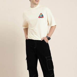 Coupe ample imprimé épaules tombantes t-shirts impression personnalisée et couleur Streetwear hommes T-shirts surdimensionnés 100% coton T-shirt pour hommes - Product Image 3