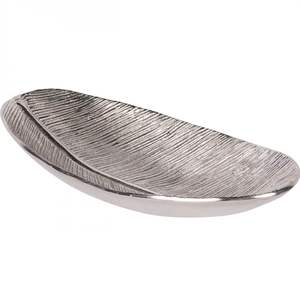 Bandeja Decorativa de Plumas Talladas en Metal Plateado Hecha a Mano para Decoración del Hogar - Product Image 1
