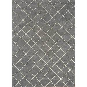 พรมขนสัตว์ผสมวิสโคสสีเทาดำลายเรขาคณิต รุ่น Tra-14613 สำหรับตกแต่งบ้าน ห้องโถง ห้องนอน หนา 10 มม. ผลิตด้วยมือจาก PVC เหมาะสำหรับวัยรุ่น - Product Image 1