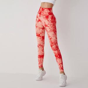 Pantalon de yoga tie-dye pantalon de survêtement de course sans couture taille haute hanche ascenseur vêtements de sport suspendus teinture Leggings pantalon femmes - Product Image 3