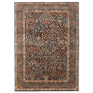 Alfombra de Lana y Seda Anudada a Mano, Color Gris Aurora y Negro, Diseño Floral AKWS-13043, Rectangular, para Pasillo, Sala de Estar, Diseño de Rompecabezas para el Hogar - Product Image 1