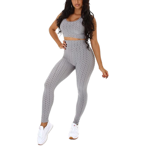 Women's Solid Seamless Yoga Set 2-Piece Sports Bra <b>Leggings</b> Four-Way Stretch Activewear for Fitness Gym Workout - Product Image 3