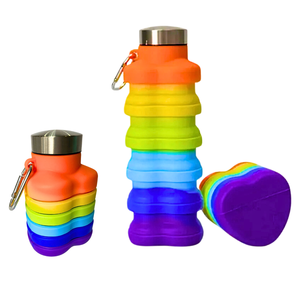 Bouteille d'eau pliante en silicone en forme de coeur 500ml Bouteille d'eau de voyage en silicone pliable - Product Image 4