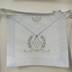 Delantal Masónico Bordado de Maestro Masón Blanco - Product Image 4