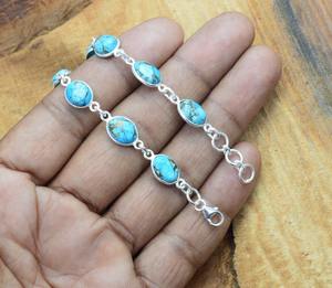 Pulsera clásica joyería para mujer plata estilo bohemio joyería 925 plata esterlina turquesa piedra preciosa pulsera hecha a mano regalo - Product Image 3