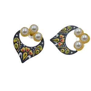 Pendientes de Moda 2025, Fabricante y Proveedor de Pendientes Pintados a Mano, Pendientes de Botón con Piedras de Nácar Chapados en Oro para Mujeres y Niñas - Product Image 2