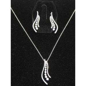 Collane e orecchini a cascata in oro bianco 18K e 3,5 ct con diamanti eleganti gioielli eleganti per donne alla moda - Product Image 2