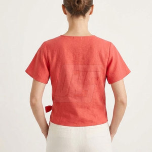 <b>Resort</b> <b>Women</b> Beach Top Summer Short Sleeve Crop Shirt Casual Lightweight Vacation <b>Wear</b> Stylish Holiday Fashion Clothing - Product Image 4