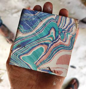 MUDDY DESIGN Marble Coasters With Gold or <b>Silver</b> Natural Wood and Marble Mango coaster Made in India - Product Image 2