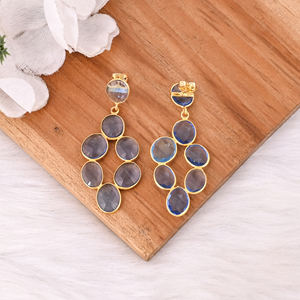 Pendientes de Latón con Topacio Azul de Primera Calidad, Elegantes o de Estilo Marcante, al por Mayor, Tamaño Personalizado, Gran Venta - Product Image 4
