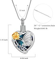 Collares modernos de urna de mariposa de Metal para mujer, tamaño personalizado, joyería para cenizas, colgantes de cremación de corazón para restos humanos