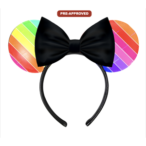 Diadema de vinilo con diseño de orejas de ratón y lazo, accesorio para el cabello ornamental, hecha a medida, directamente de fábrica, con diseño preaprobado. - Product Image 1