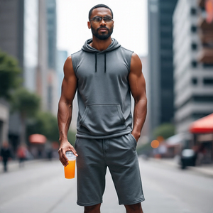 Bodybuilding Muscle Fit sans manches débardeur à capuche hommes athlétique 100% coton Stringer débardeur capuche hommes entraînement Fitness débardeur - Product Image 6