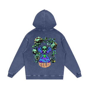 Sweat à capuche vintage de qualité supérieure avec lavage à l'acide en couleur unie 00% coton Sweat à capuche avec lavage à l'acide pour hommes avec manches longues - Product Image 2