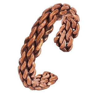 Bracelet magnétique en cuivre bicolore avec motif tressé au centre - Product Image 5