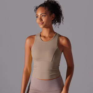 Top de sport sans manches pour femmes, à la mode, court, respirant, pour la course à pied, le fitness, le yoga - Product Image 4
