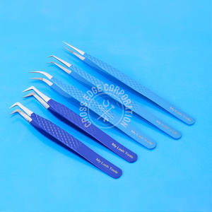 แหนบปลายขนตาแบบมืออาชีพปลายตรงปลายต่อขนตาอย่างหรูหราแหนบสแตนเลสปริมาณ90 45องศา - Product Image 1