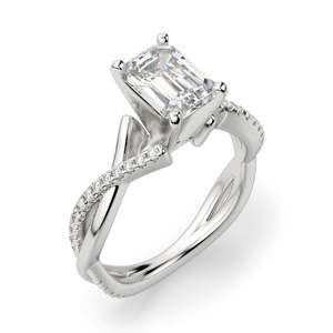 Anillo de Compromiso con Moissanita Talla Esmeralda en Plata 925 o Oro Rosa, Estilo Elegante - Product Image 1