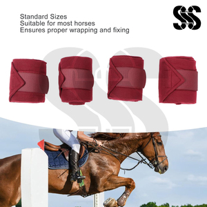 Ensemble de 4 bandages pour jambes en polaire pour chevaux, utilisation en écurie, fermeture à crochets et boucles, couleurs personnalisées disponibles, soins préventifs - Product Image 2
