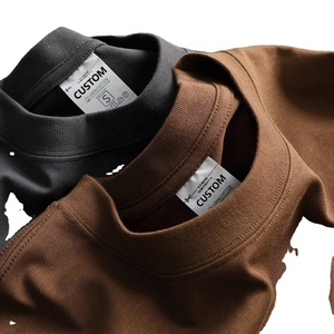 Camiseta de manga corta con hombros caídos de gran tamaño transpirable de algodón 100% de peso pesado para hombre con serigrafía personalizada con diseño en blanco - Product Image 4